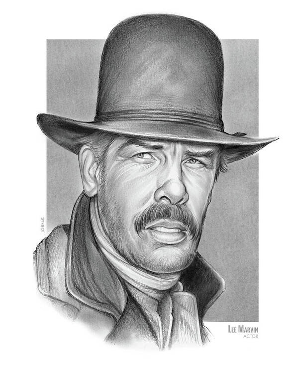 Lee Marvin Art Print featuring the drawing Cowboy Lee Marvin by Greg Joens