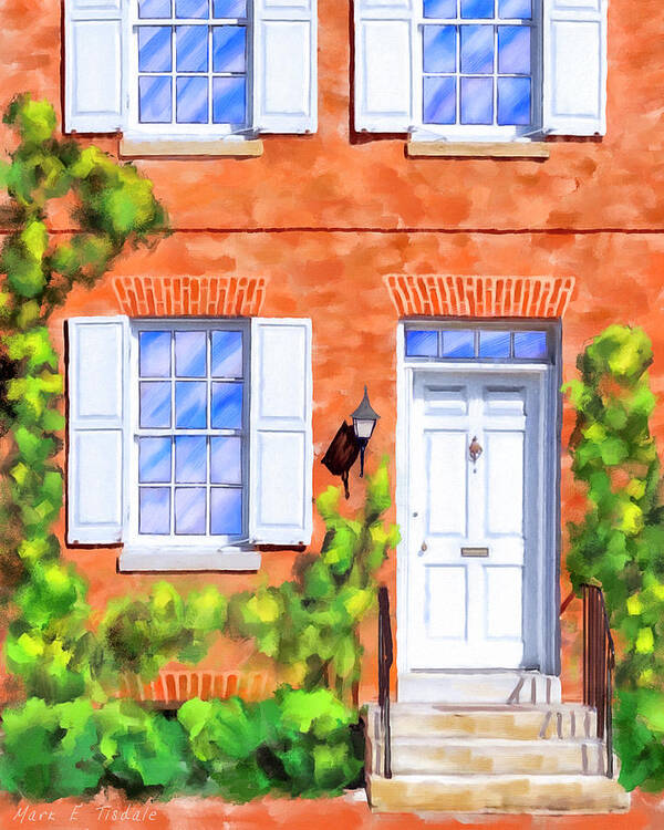 Row House Art Print featuring the mixed media Cozy Rowhouse Style by Mark Tisdale