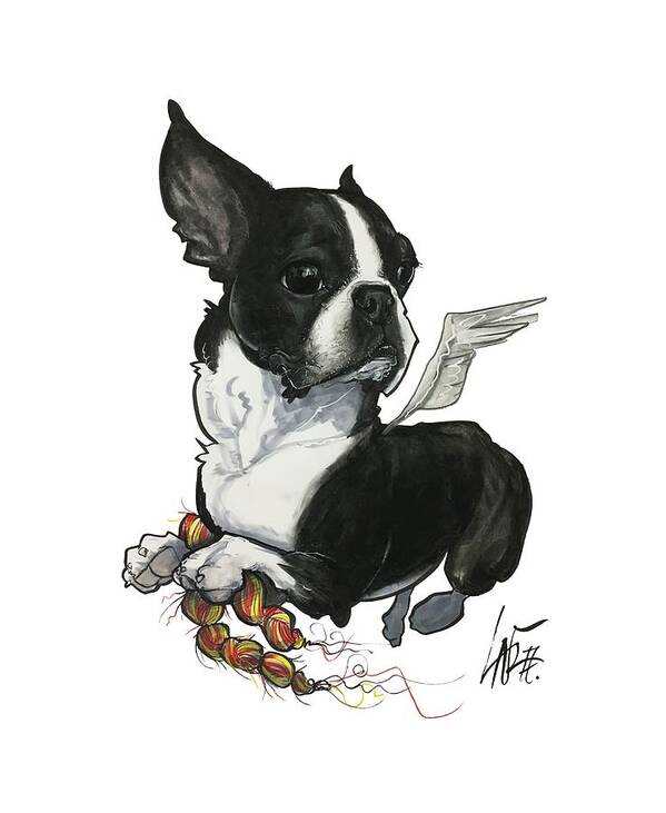 Boston Terrier Art Print featuring the drawing Cribb 3933 by John LaFree