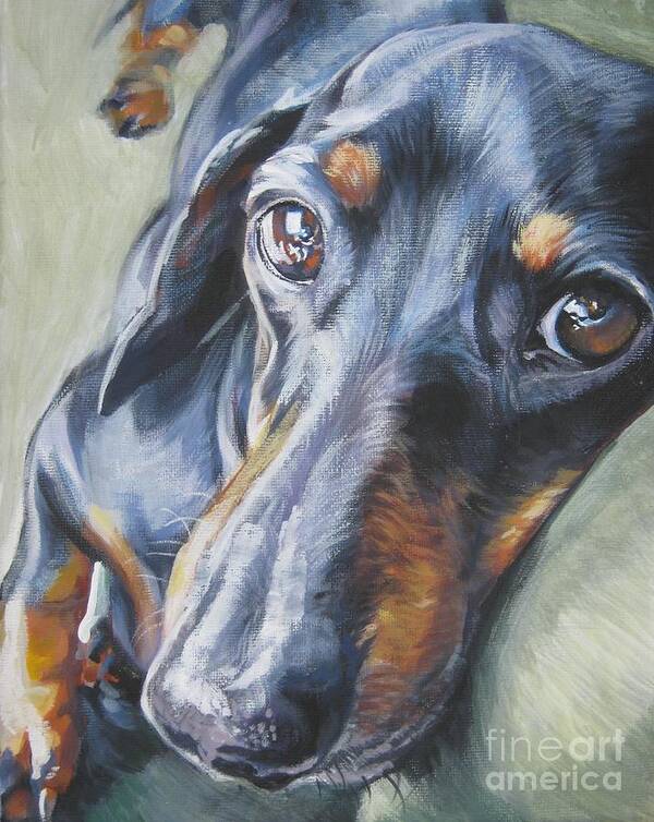 Dog Art Print featuring the painting Dachshund black and tan by Lee Ann Shepard