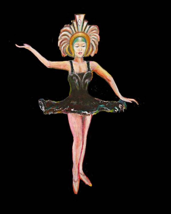 Dance Art Print featuring the painting Dancer in the Black Tutu by Tom Conway