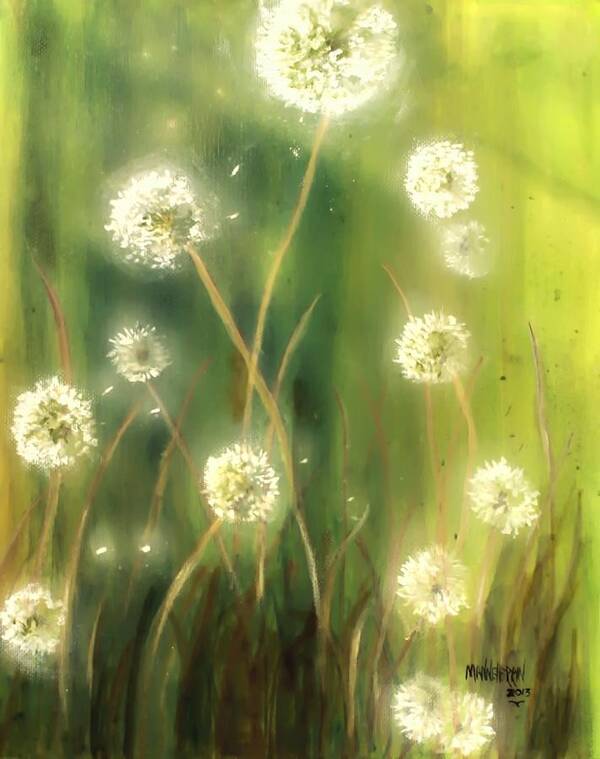 Ablaze Art Print featuring the painting Dandelions by Melissa Herrin