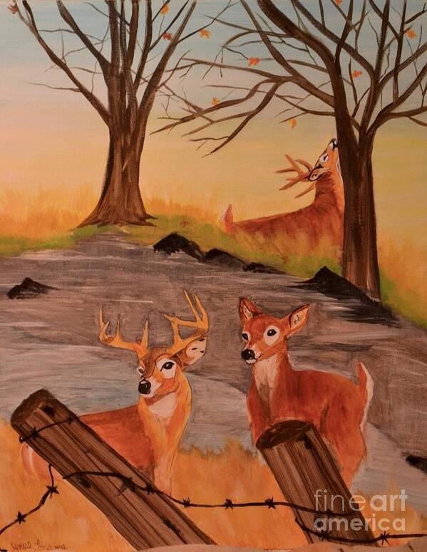 Deer Art Print featuring the painting Deer 4 Sean by Denise Tomasura