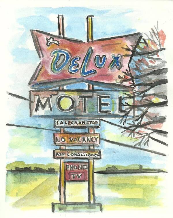 Vintage Art Print featuring the painting DeLux Motel by Matt Gaudian