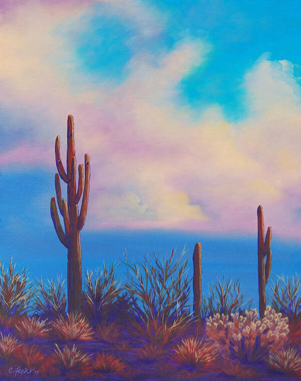 Desert Art Print featuring the painting Desert Fog by Cheryl Fecht
