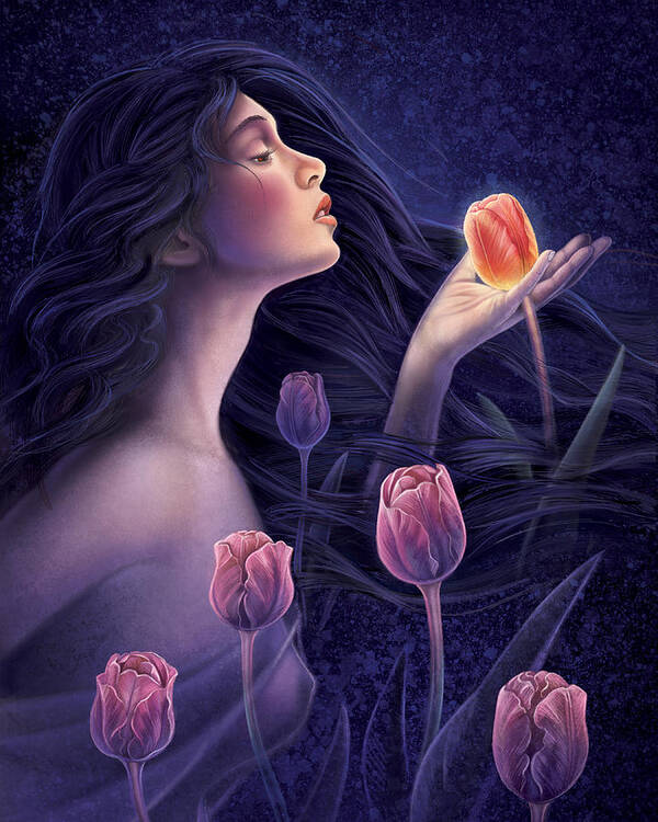 Tulips Art Print featuring the painting Devotee to Beauty by Anne Wertheim