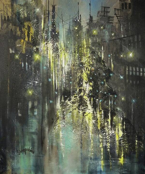 Abstract; Abstract Expressionist; Contemporary Art; Tom Shropshire Painting; Shades Of Blue; Modern Art; New York City; Nyc; Lou Reed Song Dirty Boulevard Art Print featuring the painting Dirty Boulevard by Tom Shropshire