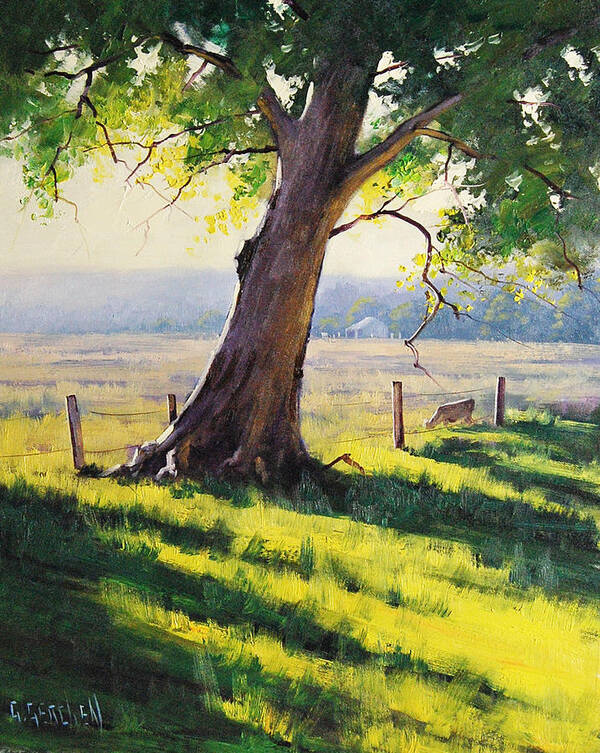 Afternoon Light Art Print featuring the painting Distant Farm by Graham Gercken
