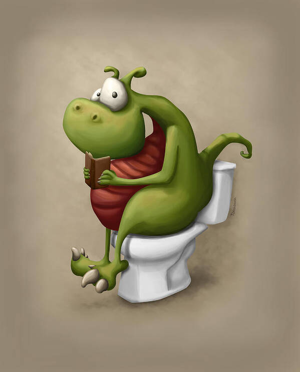 Toilet Art Print featuring the digital art Dragon number 2 by Tooshtoosh