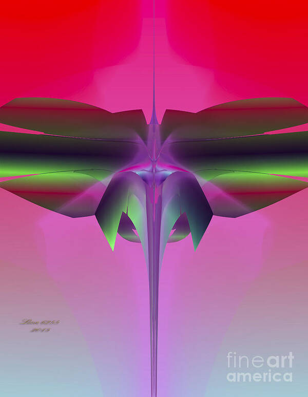 Fractal Art Print featuring the digital art DragonFly by Melissa Messick