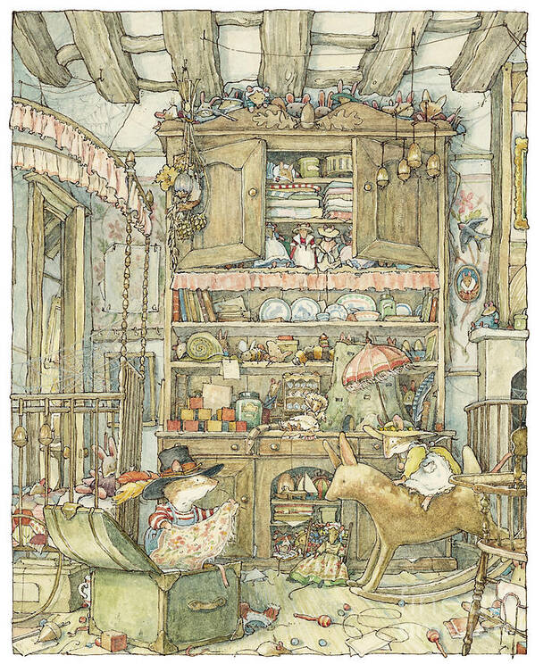 Brambly Hedge Art Print featuring the drawing Dressing up at the Old Oak Palace by Brambly Hedge