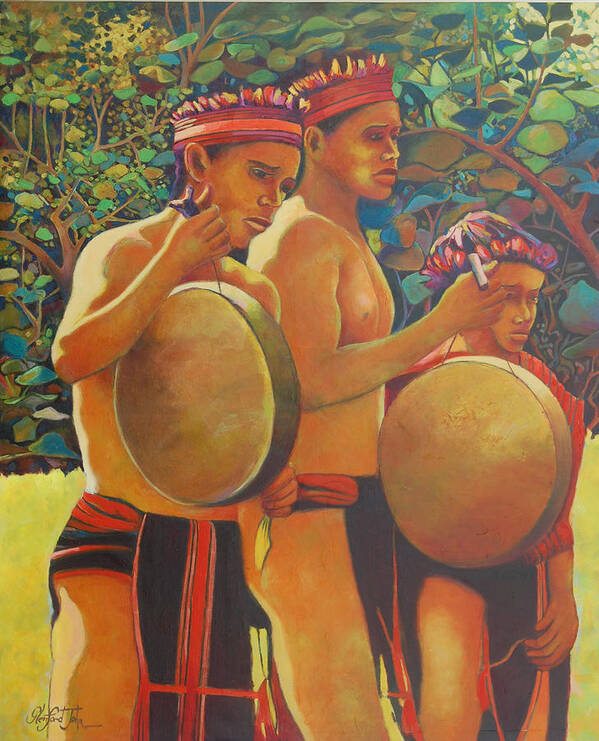 Art Print featuring the painting Drumbeat of the Kalinago by Glenford John