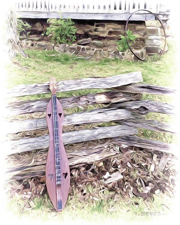 Music Art Print featuring the painting Dulcimer on a Fence Nbr 1A by Will Barger
