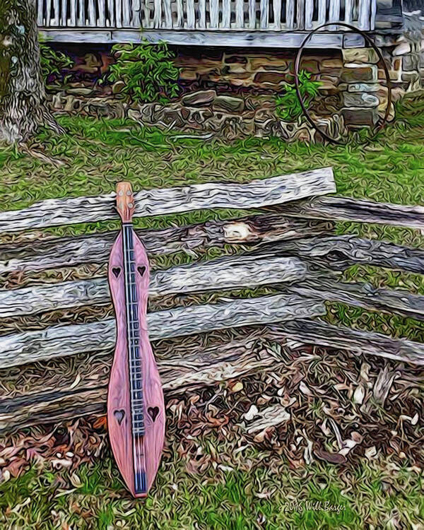 Music Art Print featuring the painting Dulcimer on a Fence Nbr 1J by Will Barger