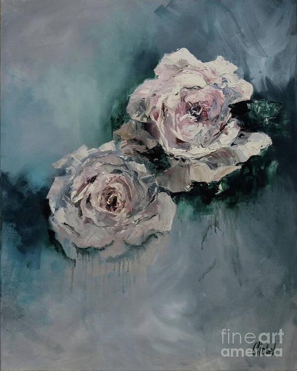 Pink Roses Painting Art Print featuring the painting Dusky Roses by Chris Hobel