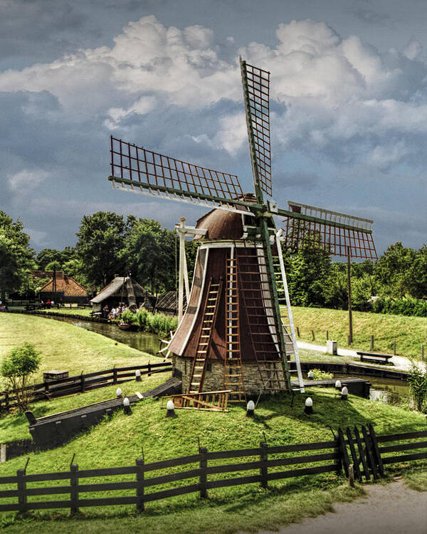 Art Art Print featuring the photograph Dutch Windmill in the Zuiderzee Museum in the Netherlands by Randall Nyhof