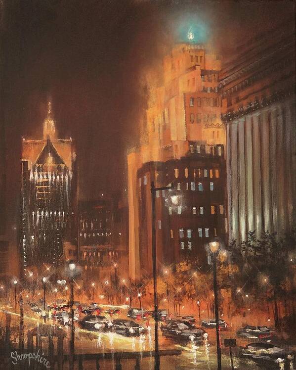Milwaukee Art Print featuring the painting East Wisconsin Avenue by Tom Shropshire