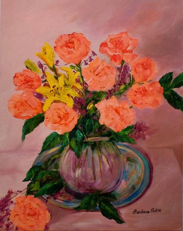 Roses Art Print featuring the painting Easter Bouquet by Barbara Pirkle