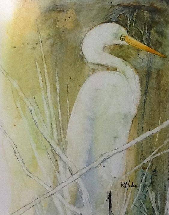 Egret Art Print featuring the painting Egret by Robert Yonke