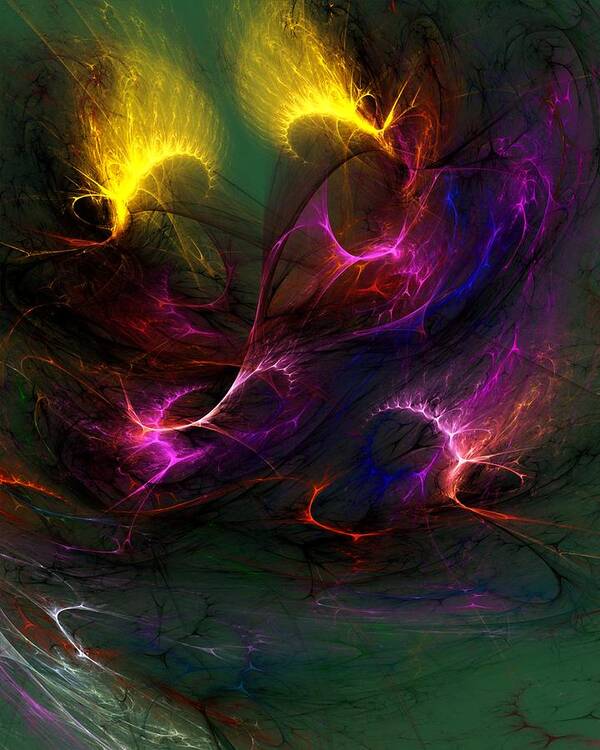 Digital Painting Art Print featuring the digital art Electric Abstract 052510 by David Lane