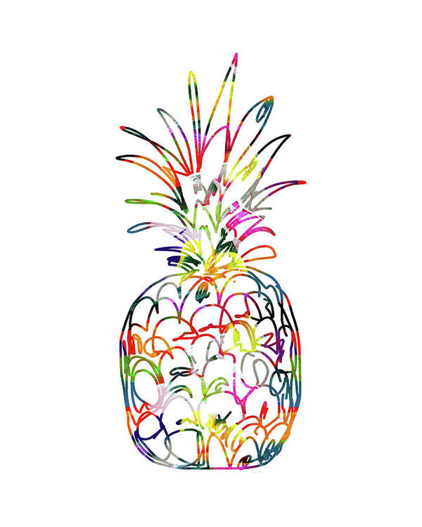 Pineapple Art Print featuring the digital art Electric Pineapple - Art by Linda Woods by Linda Woods