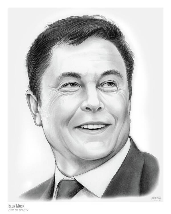Elon Musk Art Print featuring the drawing Elon Musk by Greg Joens