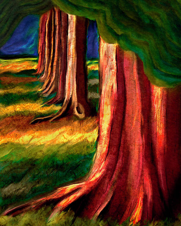 Trees Art Print featuring the digital art End of Summer Sunset by Ken Taylor