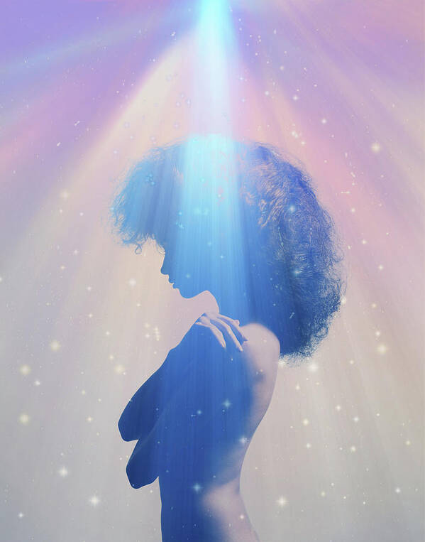 Girl In Light Art Print featuring the digital art Enlightened by Lilia S