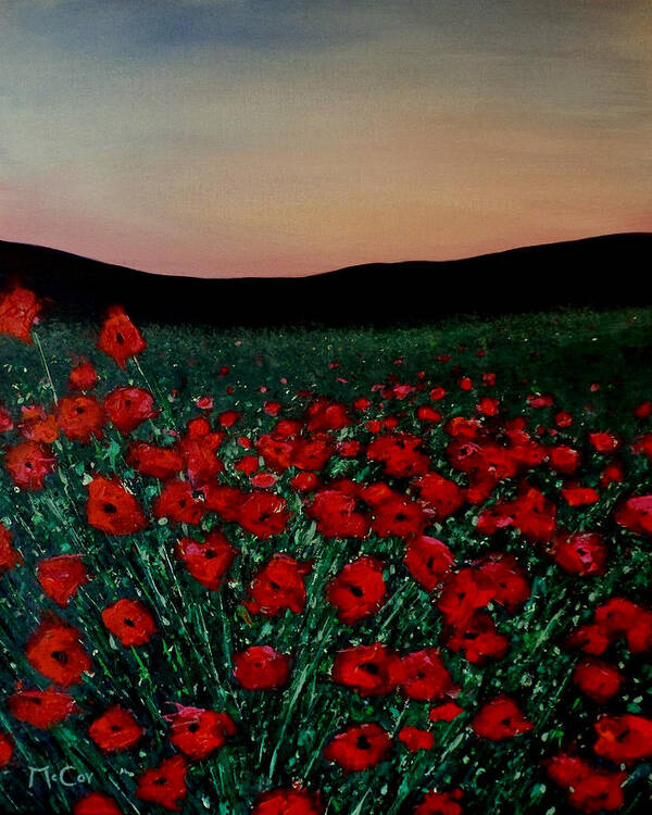 Poppy Art Print featuring the painting Evening Poppies by K McCoy