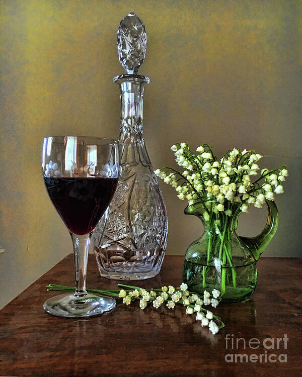 Pamela Briggs-luther Art Print featuring the photograph Evening Wine and Flowers by Luther Fine Art