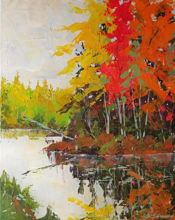 Fall Art Print featuring the painting Fall Scene by David Gilmore