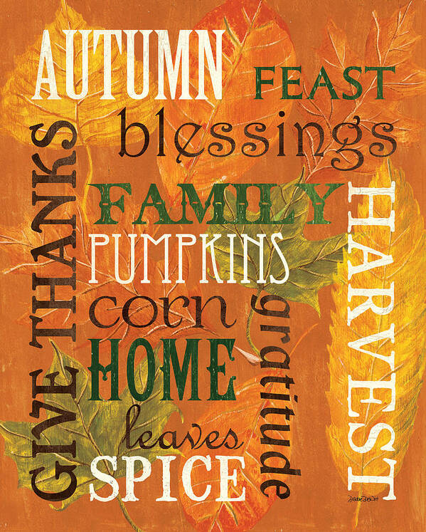 Fall Art Print featuring the painting Fall Typography 1 by Debbie DeWitt