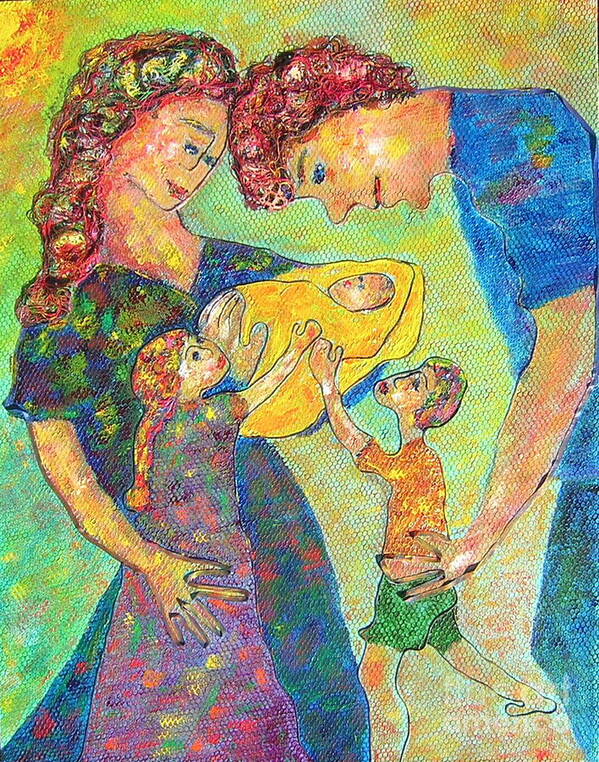 Family Enjoying Each Other Art Print featuring the painting Family Matters by Naomi Gerrard
