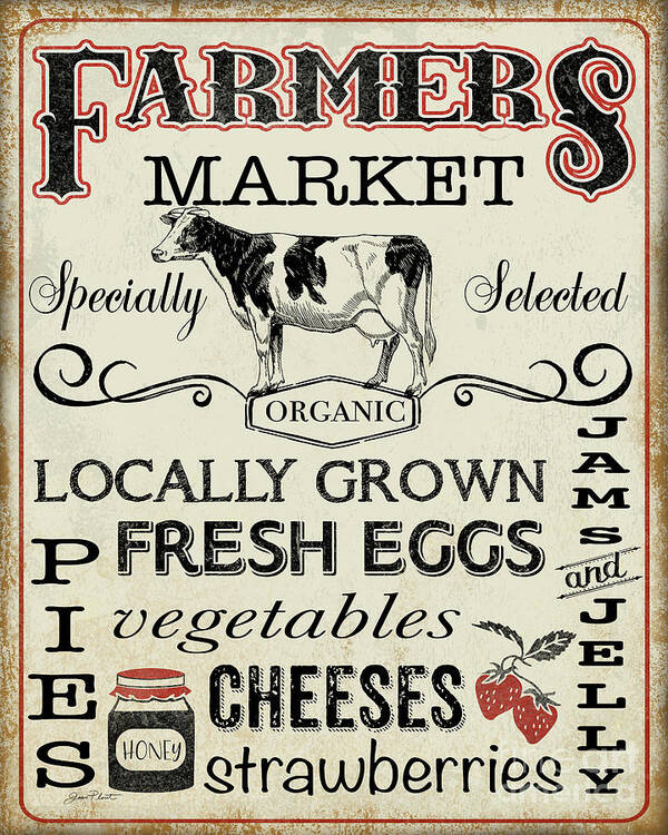 Farm Art Print featuring the digital art Farmers Organic Market by Jean Plout