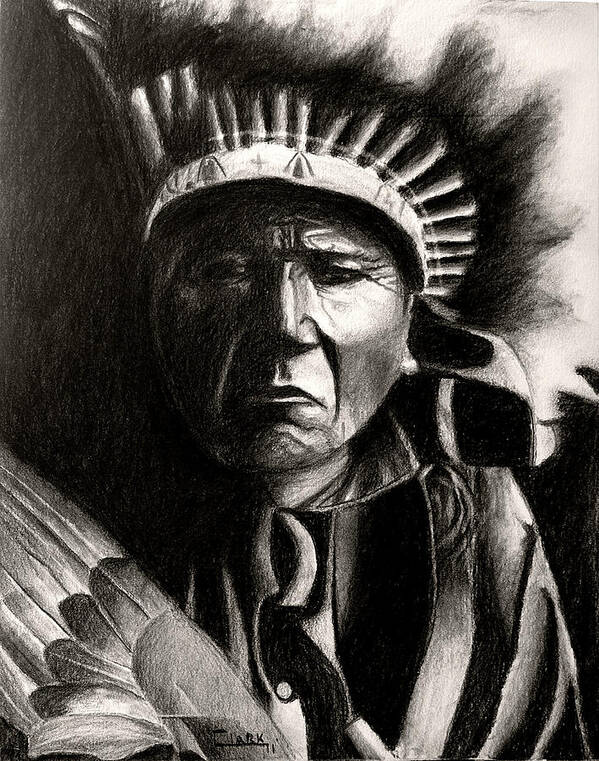 Native Americans Art Print featuring the drawing Fast Thunder by Wade Clark