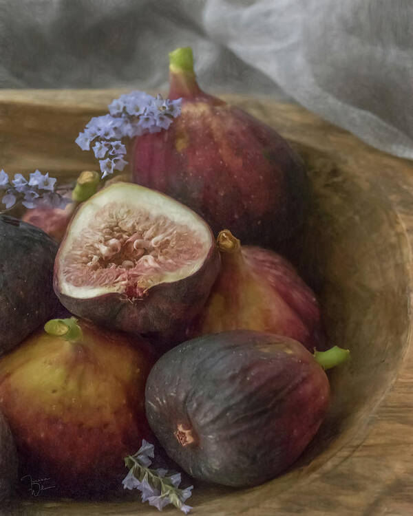 Fruit Art Print featuring the photograph Figs in a Wooden Bowl by Teresa Wilson