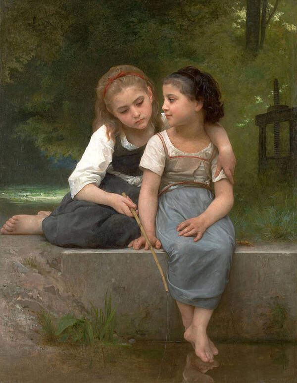 William-adolphe Bouguereau Art Print featuring the painting Fishing for frogs by William-Adolphe Bouguereau