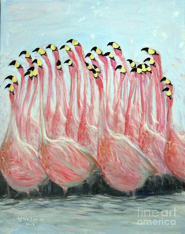 Animals Art Print featuring the painting Flamingo Abstract Impressions by Lyric Lucas