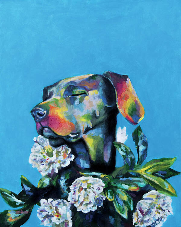 Dog Art Print featuring the painting Fleur's Moment by Arleana Holtzmann