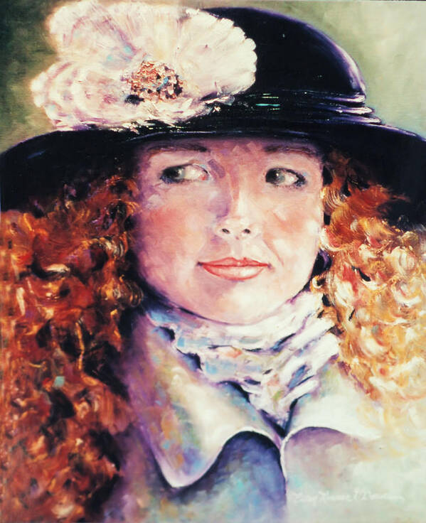 Hats Art Print featuring the painting Flirtation by Ellen Lerner ODonnell