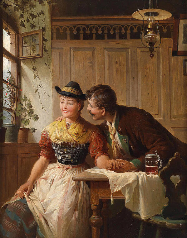 Peter Baumgartner Art Print featuring the painting Flirtation by Peter Baumgartner