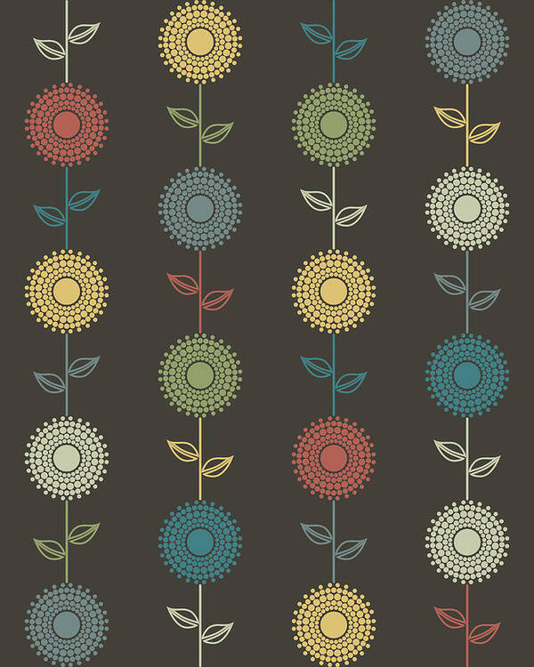 Design Art Print featuring the digital art Flowers - 1 by Finlay McNevin
