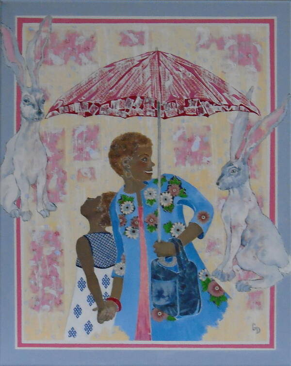 Children Art Print featuring the painting Forecast Rain With A Chance of Rabbits by Georgia Donovan