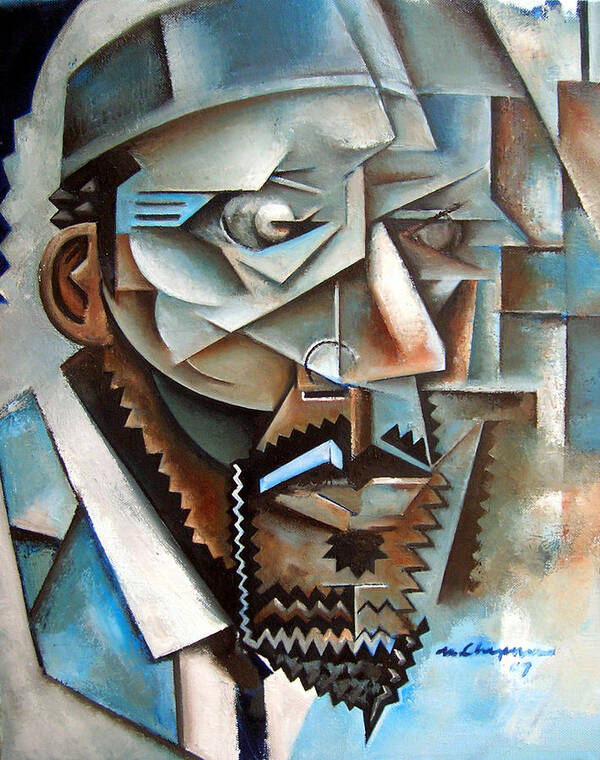 Jazz Piano Thelonious Monk Cubism Art Print featuring the painting Four Blue Monk by Martel Chapman