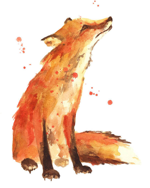 Red Fox Art Print featuring the painting Fox Painting - Print from Original by Alison Fennell