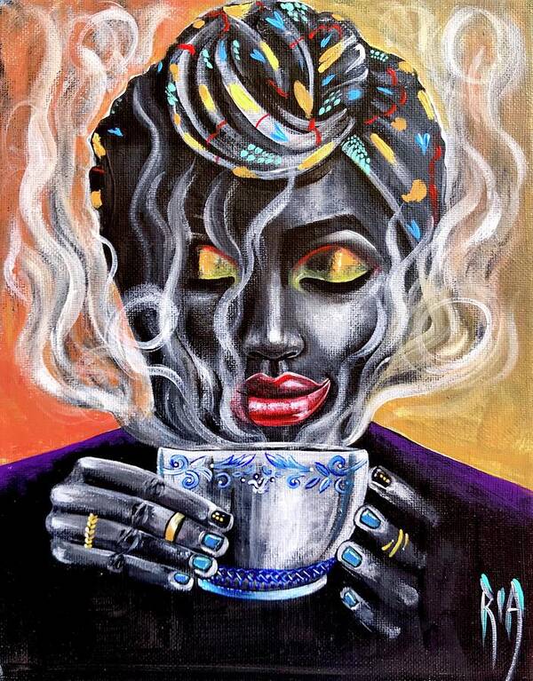 Coffee Art Print featuring the painting Fresh Brewed by Artist RiA