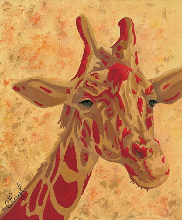 Giraffe Art Print featuring the painting Friendly Giant by Cheryl Bowman
