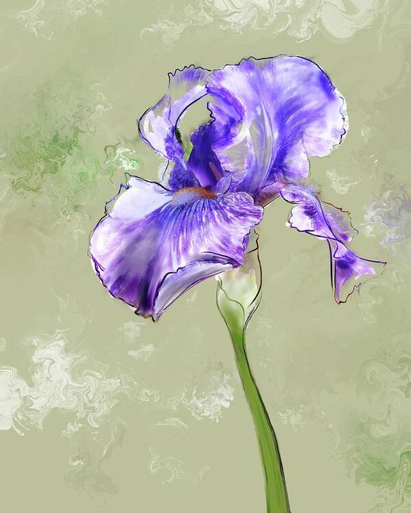 Iris Art Print featuring the digital art From Charlotte's Garden by Gina Harrison
