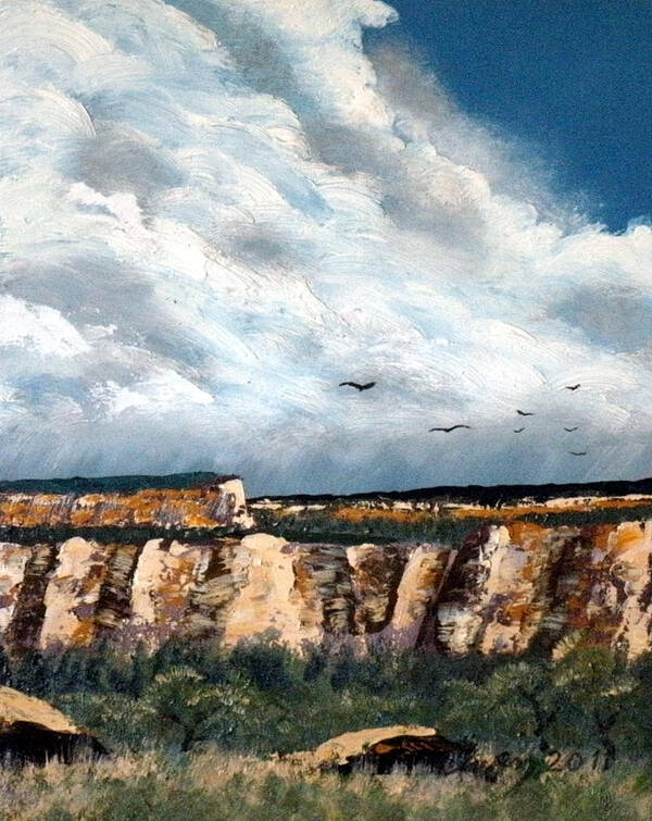 Landscape Art Print featuring the painting Gallup Bluffs 3 of 6 by Carl Owen