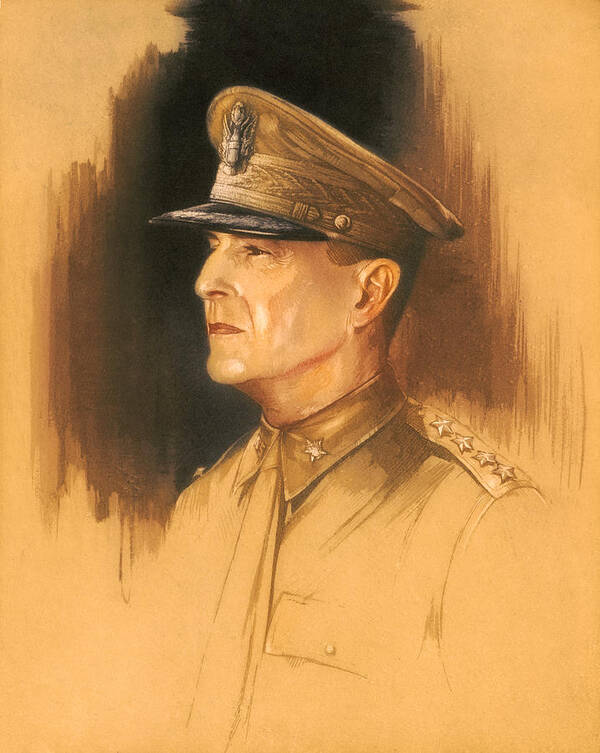 Macarthur Art Print featuring the mixed media General Douglas MacArthur Sketch by War Is Hell Store